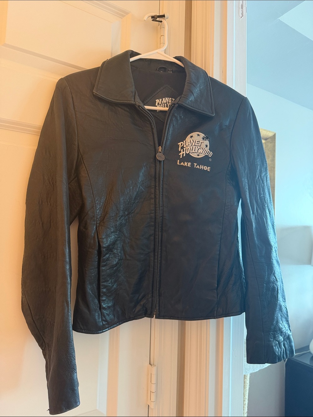 Planet Hollywood Lake Tahoe Women's Black Leather Jacket - Zip Front